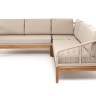 "Канны" диван модульный плетеный из роупа, основание дуб, роуп бежевый круглый, ткань бежевая 035