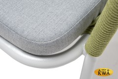 &quot;Лион&quot; стул плетеный из роупа, каркас из стали светло-серый (RAL7035) шагрень, роуп салатовый меланж круглый, ткань светло-серая