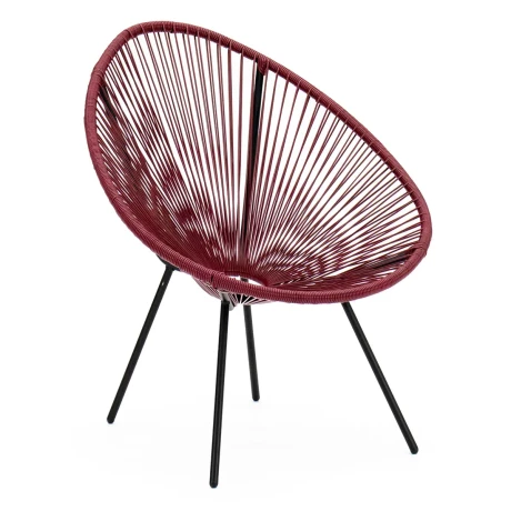 Кресло Акапулько каркас чёрный ротанг line винный
