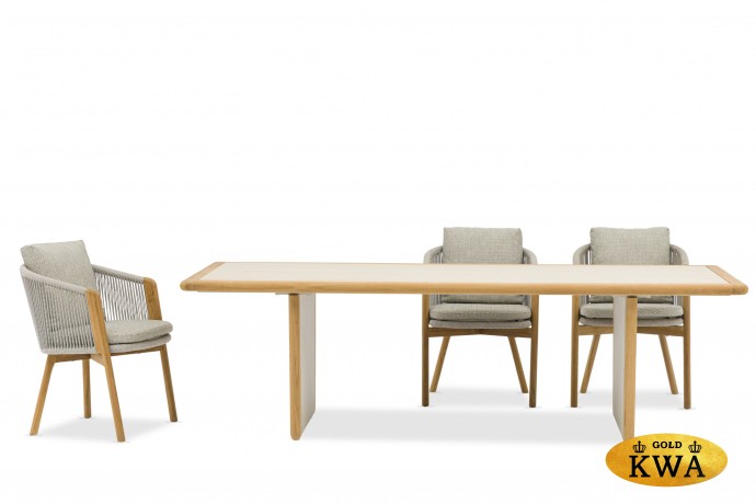 Avesta Комплект обеденной мебели серый, стеклокерамика/тик