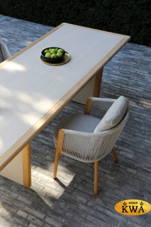 Avesta Комплект обеденной мебели серый, стеклокерамика/тик