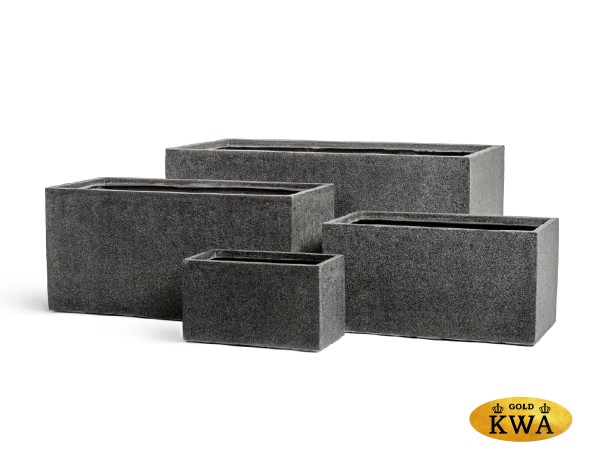 Кашпо TREEZ Effectory Stone Низкий прямоугольник Тёмно-серый камень д-80, ш-35, в-37 см