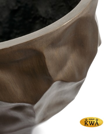 Кашпо TREEZ Effectory Metal Высокая лодка Design Crumple Чернёная бронза в-26, ш-35, дл-69 см