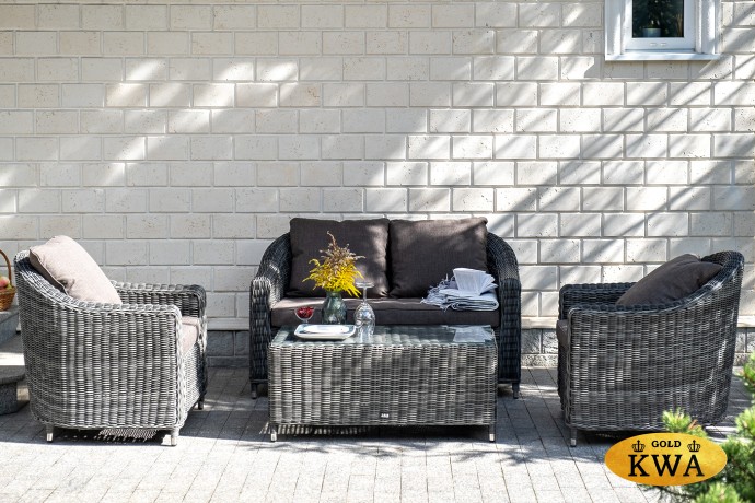 "Кон Панна" диван из искусственного ротанга двухместный, цвет графит