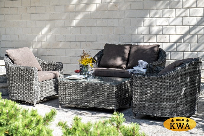 "Кон Панна" диван из искусственного ротанга двухместный, цвет графит