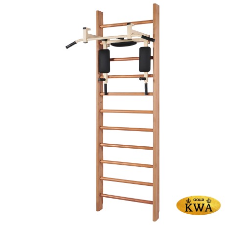 Шведская стенка деревянная из массива бука - БУК ПРЕМИУМ - ТБПШ (стенка + турник-брусья-пресс навесной)