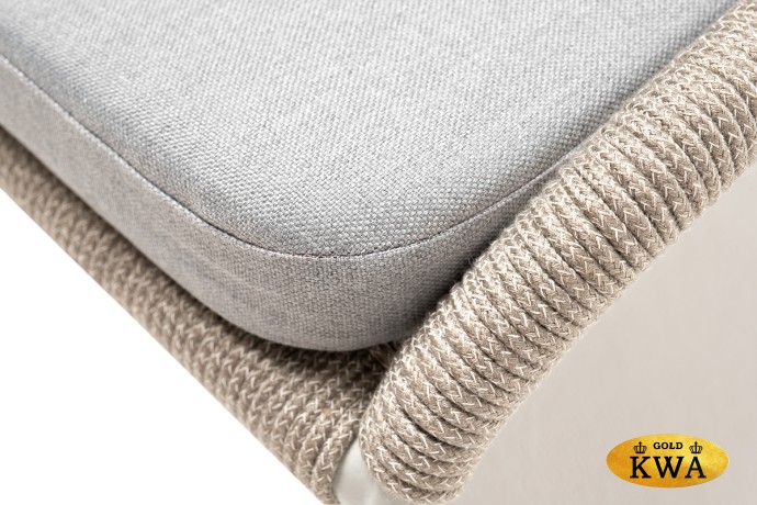 "Милан" стул плетеный из роупа, каркас алюминий светло-серый (RAL7035) муар, роуп серый меланж круглый, ткань светло-серая