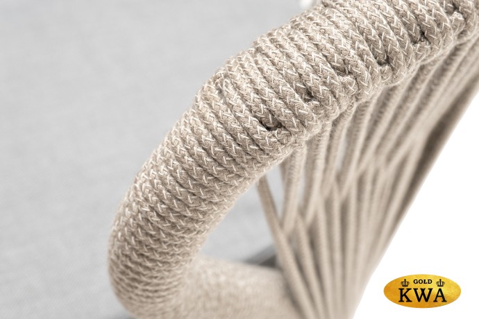 "Милан" стул плетеный из роупа, каркас алюминий светло-серый (RAL7035) муар, роуп серый меланж круглый, ткань светло-серая