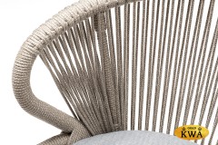 "Милан" стул плетеный из роупа, каркас алюминий светло-серый (RAL7035) муар, роуп серый меланж круглый, ткань светло-серая