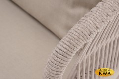 &quot;Милан&quot; кресло плетеное из роупа, каркас алюминий белый, роуп темно-серый круглый, ткань бежевая