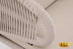 &quot;Милан&quot; кресло плетеное из роупа, каркас алюминий белый, роуп темно-серый круглый, ткань бежевая