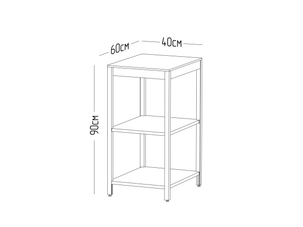 Cтол разделочный Lounge B-13, 40 см, черный/серый каспий