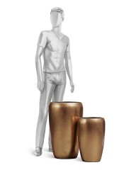 Кашпо TREEZ Effectory Metal  Тёмное матовое золото д-32 см, в-51 см