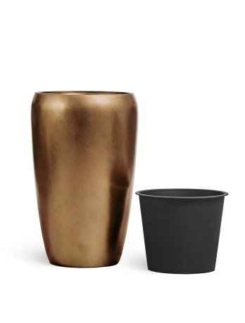 Кашпо TREEZ Effectory Metal Тёмное матовое золото д-32 см, в-51 см