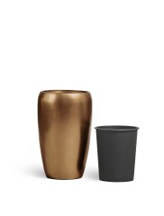 Кашпо TREEZ Effectory Metal  Тёмное матовое золото д-32 см, в-51 см