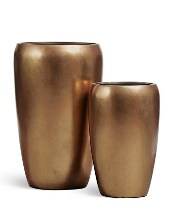 Кашпо TREEZ Effectory Metal Тёмное матовое золото д-32 см, в-51 см