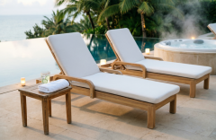 Шезлонг деревянный с матрасом