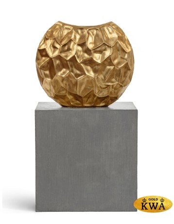 Кашпо-ваза TREEZ Effectory Metal Плоская сфера Design Crumple Сусальное золото д-58,ш-28,в-52 см 1/1
