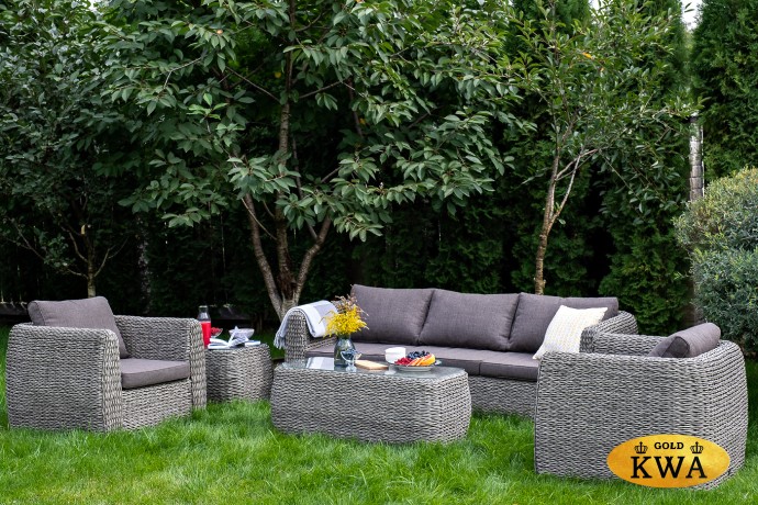 "Кальяри" диван из искусственного ротанга (гиацинт) трехместный, цвет серый