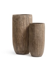 Кашпо TREEZ Effectory Wood Высокий округлый конус Светлый дуб в-65 см, д-30 см