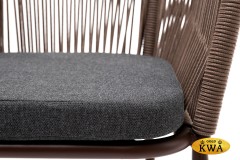 &quot;Марсель&quot; стул плетеный из роупа, каркас алюминий коричневый (RAL8016) муар, роуп коричневый круглый, ткань темно-серая 019
