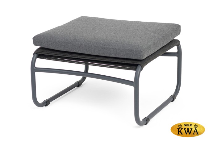 "Ането" пуф плетеный из роупа, каркас алюминий темно-серый (RAL7024) муар, роуп темно-серый круглый