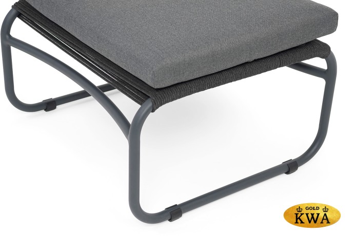 "Ането" пуф плетеный из роупа, каркас алюминий темно-серый (RAL7024) муар, роуп темно-серый круглый