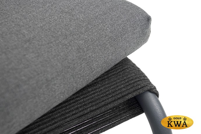 "Ането" пуф плетеный из роупа, каркас алюминий темно-серый (RAL7024) муар, роуп темно-серый круглый