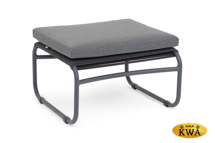 "Ането" пуф плетеный из роупа, каркас алюминий темно-серый (RAL7024) муар, роуп темно-серый круглый