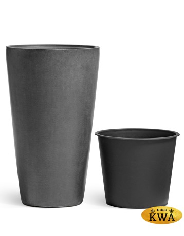 Кашпо Treez Effectory Beton Конус Middle Тёмно-серый бетон д-30, в-52 см