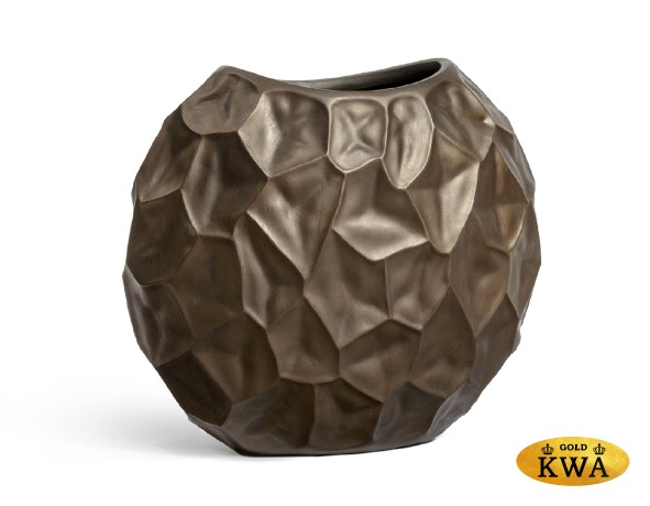 Кашпо-ваза TREEZ Effectory Metal Плоская сфера Design Crumple Чернёная бронза дл-58,ш-28,в-52 см 1/1