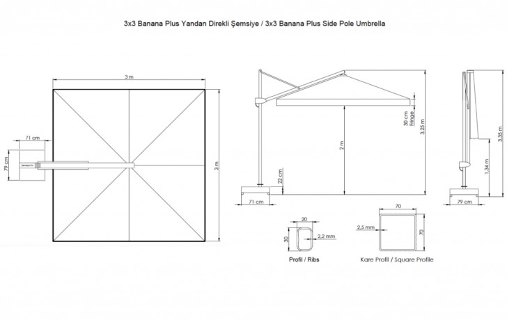 Зонт профессиональный 3х3 м