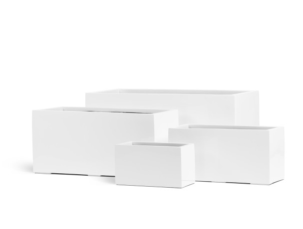 Кашпо TREEZ Effectory Gloss Низкий прямоугольник Белый глянцевый лак д-100, ш-45, в-45 см