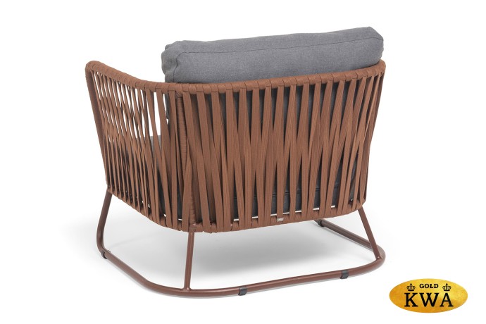 "Багамы" кресло плетеное из роупа, каркас алюминий коричневый (RAL8016) муар, роуп BZ23-ED31, ткань темно-серая 027