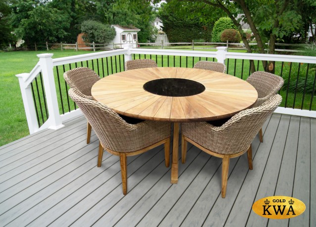 Circus-Ontario 160 Комплект обеденной мебели бежевый/натуральный, тик/искусственный ротанг