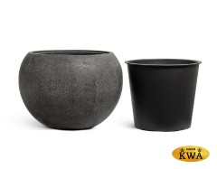 Кашпо TREEZ Effectory Stone большая полусфера Тёмно-серый камень д-60 см, в-43 см