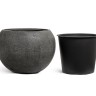 Кашпо TREEZ Effectory Stone большая полусфера Тёмно-серый камень д-60 см, в-43 см