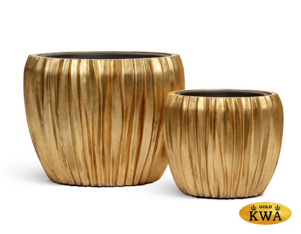 Кашпо TREEZ Effectory Metal Чаша Design Wave Сусальное золото в-32, д-38 см