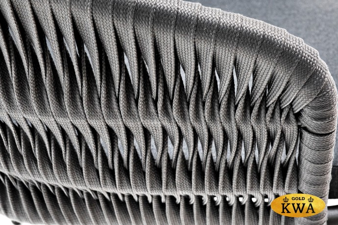 "Бордо" стул плетеный из роупа (колос), каркас алюминий серый (RAL7022) муар, роуп серый 15мм, ткань темно-серая 027