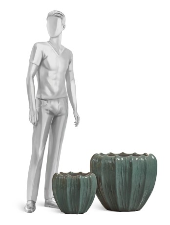 Кашпо TREEZ Effectory Aura Чаша Изумрудный лак д-38, в-34 см