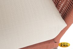 &quot;Фиджи&quot; диван 3-местный плетеный из роупа, каркас алюминий коричневый (RAL8016) муар, роуп красный (8372) круглый tex, ткань Mossle бежевая