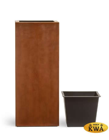 Кашпо TREEZ Effectory Corten Steel Высокий куб Бархатистая окись в-72 см 30х30 см