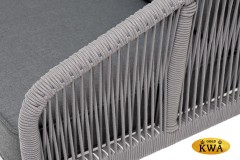 &quot;Канны&quot; диван 2-местный плетеный из роупа, каркас алюминий белый шагрень, роуп светло-серый круглый, ткань Neo ash