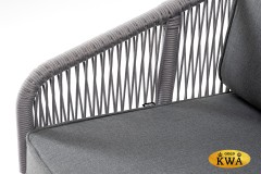 &quot;Канны&quot; диван 2-местный плетеный из роупа, каркас алюминий белый шагрень, роуп светло-серый круглый, ткань Neo ash