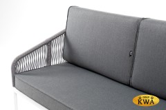 &quot;Канны&quot; диван 2-местный плетеный из роупа, каркас алюминий белый шагрень, роуп светло-серый круглый, ткань Neo ash