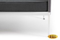 &quot;Канны&quot; диван 2-местный плетеный из роупа, каркас алюминий белый шагрень, роуп светло-серый круглый, ткань Neo ash