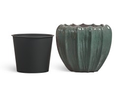 Кашпо TREEZ Effectory Aura Чаша Изумрудный лак д-58, в-49 см